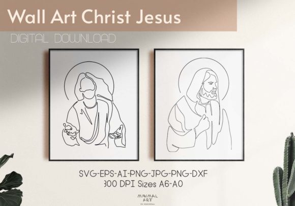 2 Wall Art Christ Jesus SVG Art Prints for Illustrations