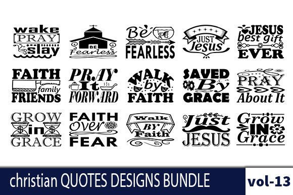 Christian 15 Quotes Designs Bundle for Crafts