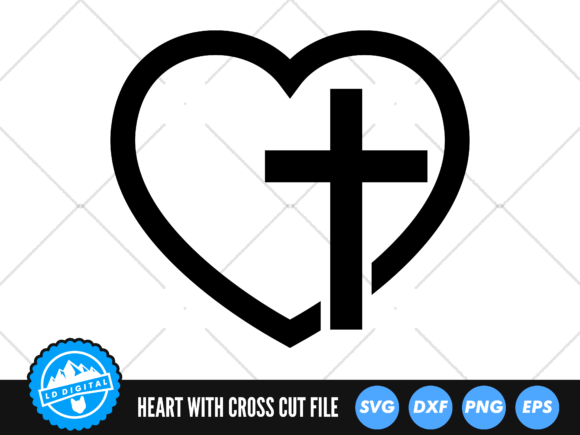 Christian Cross SVG Cross Heart SVG for Crafts