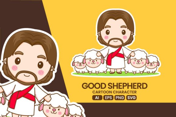 Cute Jesus Cartoon Character Illustrations