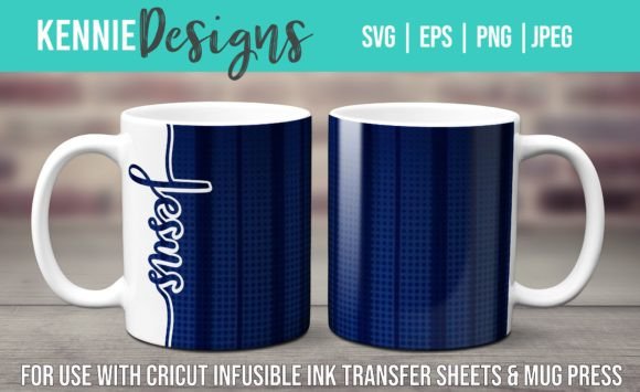 Jesus Cursive Mug Wrap Template SVG for Crafts