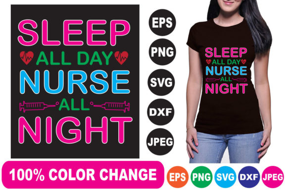 Sleep All Day Nurse All Night T-Shirt Design Review